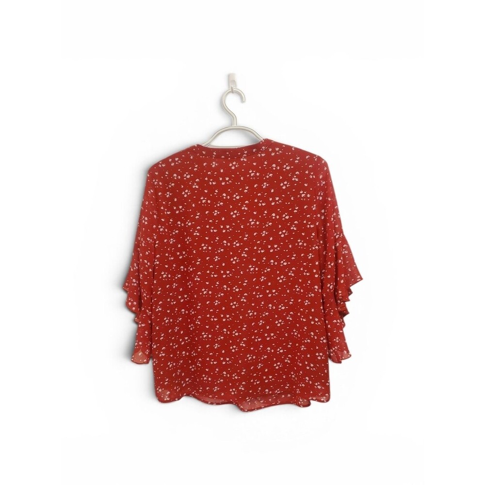 V-Neck Ruffle Sleeve Blouse by - Picture 4 of 8